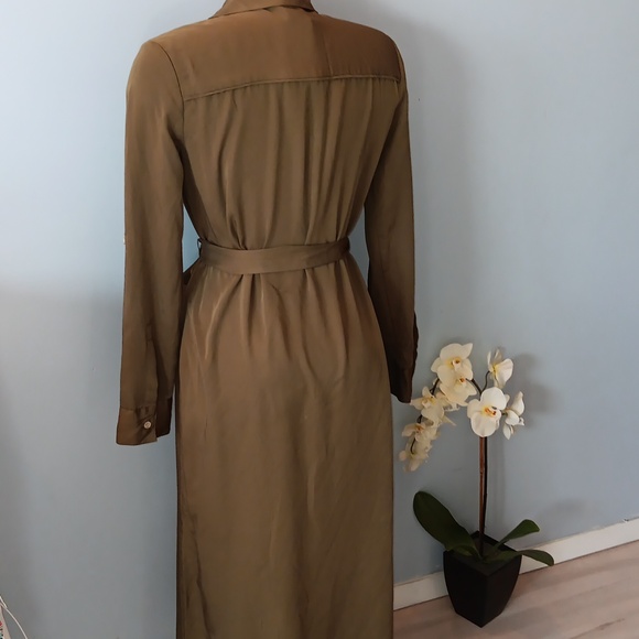 Halston khaki green  button down midi dress NWT - Picture 3 of 6